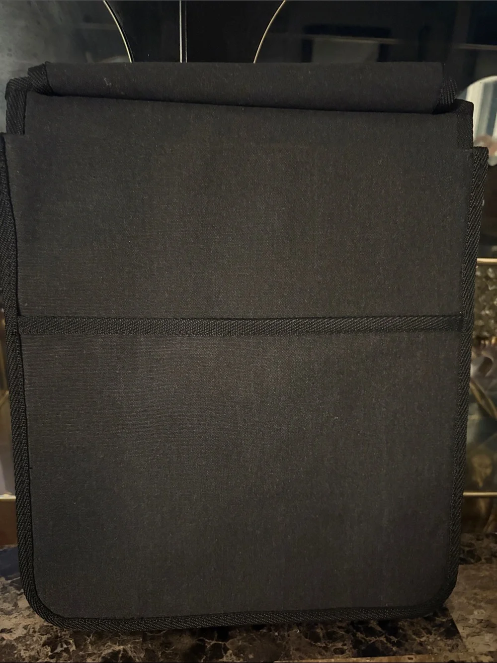Men's Black Messenger Bag with Front Zip Pocket